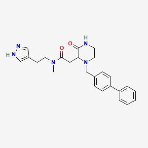 molecular formula C25H29N5O2 B5979226 2-[1-(4-biphenylylmethyl)-3-oxo-2-piperazinyl]-N-methyl-N-[2-(1H-pyrazol-4-yl)ethyl]acetamide 