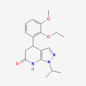 molecular formula C18H23N3O3 B5979242 4-(2-ethoxy-3-methoxyphenyl)-1-isopropyl-1,4,5,7-tetrahydro-6H-pyrazolo[3,4-b]pyridin-6-one 