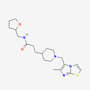 molecular formula C20H30N4O2S B5979269 3-{1-[(6-methylimidazo[2,1-b][1,3]thiazol-5-yl)methyl]-4-piperidinyl}-N-(tetrahydro-2-furanylmethyl)propanamide 