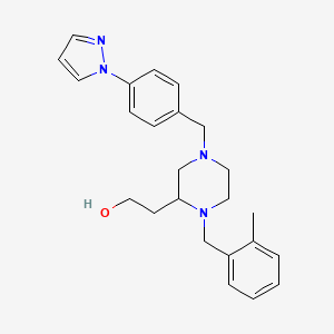 molecular formula C24H30N4O B5979297 2-{1-(2-methylbenzyl)-4-[4-(1H-pyrazol-1-yl)benzyl]-2-piperazinyl}ethanol 