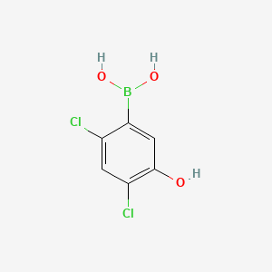 molecular formula C6H5BCl2O3 B597931 2,4-Dichloro-5-hydroxyphenylboronic acid CAS No. 1256346-44-7