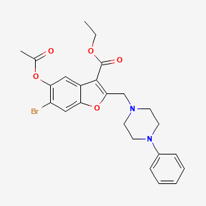 molecular formula C24H25BrN2O5 B5979363 ethyl 5-(acetyloxy)-6-bromo-2-[(4-phenyl-1-piperazinyl)methyl]-1-benzofuran-3-carboxylate 