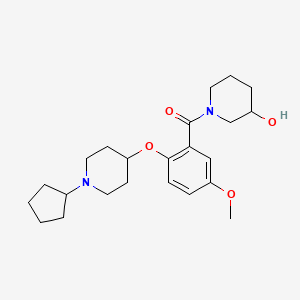 molecular formula C23H34N2O4 B5979370 1-{2-[(1-cyclopentyl-4-piperidinyl)oxy]-5-methoxybenzoyl}-3-piperidinol 