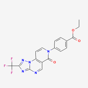 molecular formula C18H12F3N5O3 B5979401 ethyl 4-[6-oxo-2-(trifluoromethyl)pyrido[3,4-e][1,2,4]triazolo[1,5-a]pyrimidin-7(6H)-yl]benzoate 