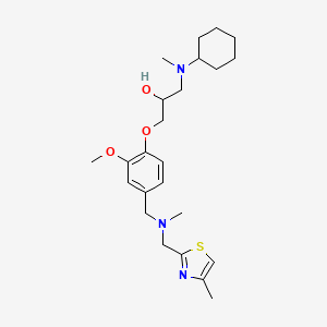 molecular formula C24H37N3O3S B5979436 1-[cyclohexyl(methyl)amino]-3-[2-methoxy-4-({methyl[(4-methyl-1,3-thiazol-2-yl)methyl]amino}methyl)phenoxy]-2-propanol 