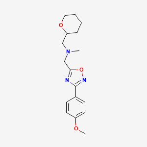 molecular formula C17H23N3O3 B5979440 1-[3-(4-methoxyphenyl)-1,2,4-oxadiazol-5-yl]-N-methyl-N-(tetrahydro-2H-pyran-2-ylmethyl)methanamine 