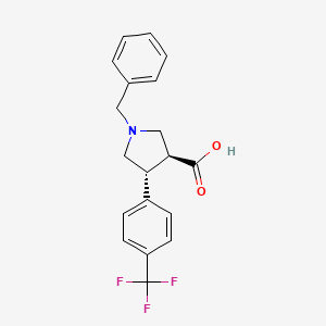 molecular formula C19H18F3NO2 B597945 (3S,4R)-1-benzyl-4-(4-(trifluoromethyl)phenyl)pyrrolidine-3-carboxylic acid CAS No. 1263281-88-4