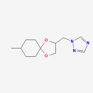 molecular formula C12H19N3O2 B5979462 1-[(8-methyl-1,4-dioxaspiro[4.5]dec-2-yl)methyl]-1H-1,2,4-triazole 