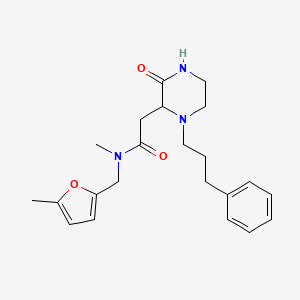 molecular formula C22H29N3O3 B5979468 N-methyl-N-[(5-methyl-2-furyl)methyl]-2-[3-oxo-1-(3-phenylpropyl)-2-piperazinyl]acetamide 