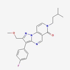 molecular formula C22H23FN4O2 B5979474 3-(4-fluorophenyl)-2-(methoxymethyl)-7-(3-methylbutyl)pyrazolo[1,5-a]pyrido[3,4-e]pyrimidin-6(7H)-one 