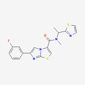 6-(3-fluorophenyl)-N-methyl-N-[1-(1,3-thiazol-2-yl)ethyl]imidazo[2,1-b][1,3]thiazole-3-carboxamide