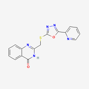 molecular formula C16H11N5O2S B5979548 2-({[5-(2-pyridinyl)-1,3,4-oxadiazol-2-yl]thio}methyl)-4(3H)-quinazolinone 