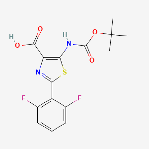 molecular formula C15H14F2N2O4S B597963 5-((Tert-butoxycarbonyl)amino)-2-(2,6-difluorophenyl)thiazole-4-carboxylic acid CAS No. 1270034-25-7