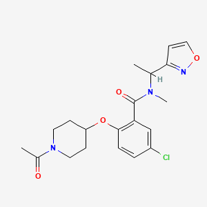 molecular formula C20H24ClN3O4 B5979726 2-[(1-acetyl-4-piperidinyl)oxy]-5-chloro-N-[1-(3-isoxazolyl)ethyl]-N-methylbenzamide 