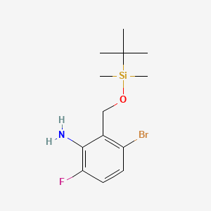 molecular formula C13H21BrFNOSi B597975 3-溴-2-(((叔丁基二甲基硅基)氧基)甲基)-6-氟苯胺 CAS No. 1227958-00-0
