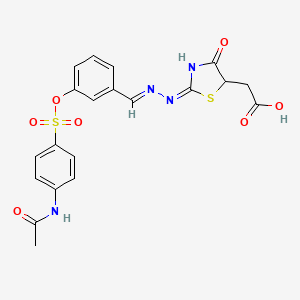 molecular formula C20H18N4O7S2 B5979750 (2-{[3-({[4-(acetylamino)phenyl]sulfonyl}oxy)benzylidene]hydrazono}-4-oxo-1,3-thiazolidin-5-yl)acetic acid 