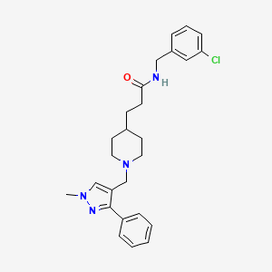 N-(3-chlorobenzyl)-3-{1-[(1-methyl-3-phenyl-1H-pyrazol-4-yl)methyl]-4-piperidinyl}propanamide