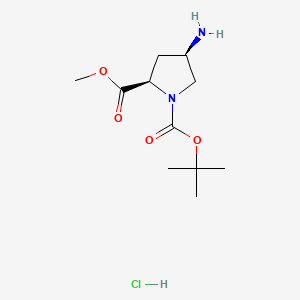 molecular formula C11H21ClN2O4 B597978 (2R,4R)-1-tert-Butyl 2-methyl 4-aminopyrrolidine-1,2-dicarboxylate hydrochloride CAS No. 1217474-04-8
