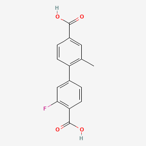 molecular formula C15H11FO4 B597979 3'-Fluoro-2-methyl-[1,1'-biphenyl]-4,4'-dicarboxylic acid CAS No. 1261964-10-6