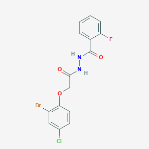 N'-[(2-bromo-4-chlorophenoxy)acetyl]-2-fluorobenzohydrazide