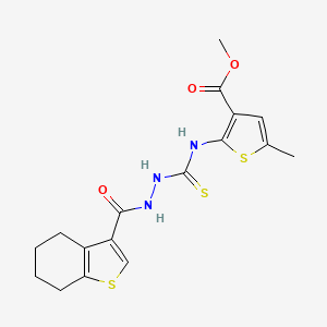 molecular formula C17H19N3O3S3 B5979878 methyl 5-methyl-2-({[2-(4,5,6,7-tetrahydro-1-benzothien-3-ylcarbonyl)hydrazino]carbonothioyl}amino)-3-thiophenecarboxylate 