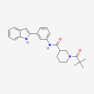 1-(2,2-dimethylpropanoyl)-N-[3-(1H-indol-2-yl)phenyl]-3-piperidinecarboxamide