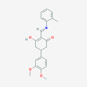 molecular formula C22H23NO4 B5979980 5-(3,4-dimethoxyphenyl)-2-{[(2-methylphenyl)amino]methylene}-1,3-cyclohexanedione 