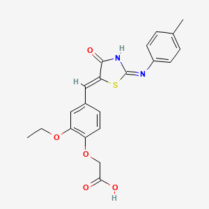 molecular formula C21H20N2O5S B5980017 (2-ethoxy-4-{[2-[(4-methylphenyl)amino]-4-oxo-1,3-thiazol-5(4H)-ylidene]methyl}phenoxy)acetic acid 