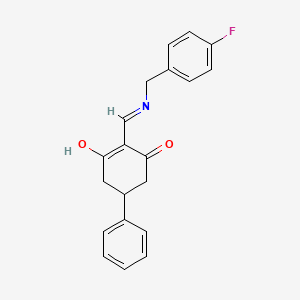 molecular formula C20H18FNO2 B5980064 2-{[(4-fluorobenzyl)amino]methylene}-5-phenyl-1,3-cyclohexanedione 