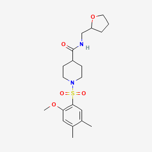 molecular formula C20H30N2O5S B5980115 1-[(2-methoxy-4,5-dimethylphenyl)sulfonyl]-N-(tetrahydro-2-furanylmethyl)-4-piperidinecarboxamide 