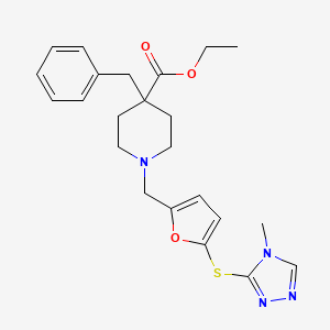 ethyl 4-benzyl-1-({5-[(4-methyl-4H-1,2,4-triazol-3-yl)thio]-2-furyl}methyl)-4-piperidinecarboxylate