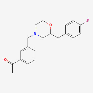 molecular formula C20H22FNO2 B5980192 1-(3-{[2-(4-fluorobenzyl)-4-morpholinyl]methyl}phenyl)ethanone 