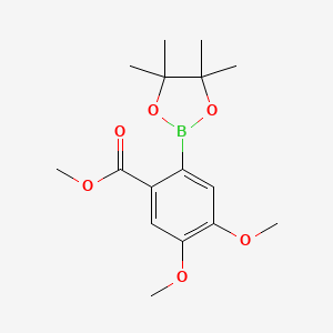 molecular formula C16H23BO6 B598021 4,5-二甲氧基-2-(4,4,5,5-四甲基-1,3,2-二氧杂硼环-2-基)苯甲酸甲酯 CAS No. 1201566-80-4