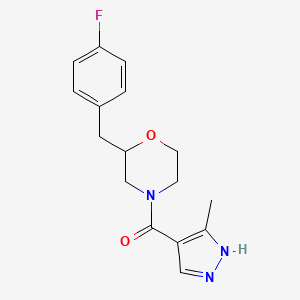 molecular formula C16H18FN3O2 B5980226 2-(4-fluorobenzyl)-4-[(3-methyl-1H-pyrazol-4-yl)carbonyl]morpholine 