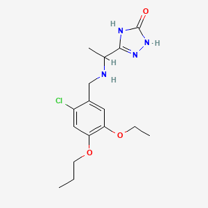 molecular formula C16H23ClN4O3 B5980241 5-{1-[(2-chloro-5-ethoxy-4-propoxybenzyl)amino]ethyl}-2,4-dihydro-3H-1,2,4-triazol-3-one 