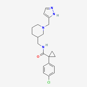 molecular formula C20H25ClN4O B5980258 1-(4-chlorophenyl)-N-{[1-(1H-pyrazol-3-ylmethyl)-3-piperidinyl]methyl}cyclopropanecarboxamide 