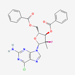 molecular formula C25H21ClFN5O5 B598030 6-Chloro-9-(3,5-di-O-benzoyl-2-deoxy-2-fluoro-2-methyl-beta-D-ribofuranosyl)-9H-purin-2-amine CAS No. 1199809-26-1