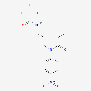 molecular formula C14H16F3N3O4 B5980337 N-(4-nitrophenyl)-N-[3-[(2,2,2-trifluoroacetyl)amino]propyl]propanamide 