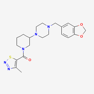 molecular formula C21H27N5O3S B5980343 1-(1,3-benzodioxol-5-ylmethyl)-4-{1-[(4-methyl-1,2,3-thiadiazol-5-yl)carbonyl]-3-piperidinyl}piperazine 