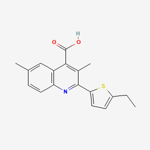 molecular formula C18H17NO2S B5980357 2-(5-Ethylthiophen-2-yl)-3,6-dimethylquinoline-4-carboxylic acid 