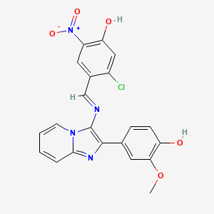 molecular formula C21H15ClN4O5 B5980443 5-chloro-4-({[2-(4-hydroxy-3-methoxyphenyl)imidazo[1,2-a]pyridin-3-yl]imino}methyl)-2-nitrophenol 