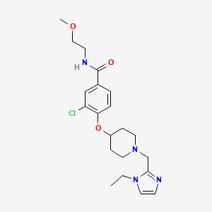 3-chloro-4-({1-[(1-ethyl-1H-imidazol-2-yl)methyl]-4-piperidinyl}oxy)-N-(2-methoxyethyl)benzamide