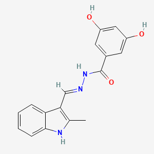 3,5-dihydroxy-N-[(E)-(2-methyl-1H-indol-3-yl)methylideneamino]benzamide