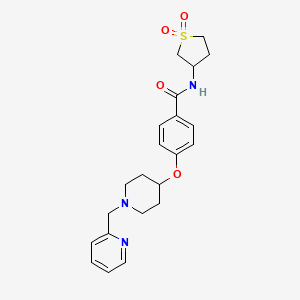 molecular formula C22H27N3O4S B5980525 N-(1,1-dioxidotetrahydro-3-thienyl)-4-{[1-(2-pyridinylmethyl)-4-piperidinyl]oxy}benzamide 