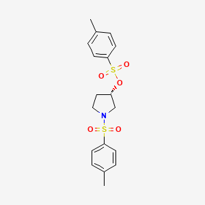 molecular formula C18H21NO5S2 B598057 (S)-1-tosylpyrrolidin-3-yl 4-methylbenzenesulfonate CAS No. 133034-01-2