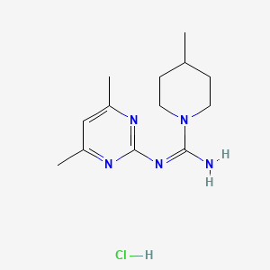 molecular formula C13H22ClN5 B5980586 N-(4,6-dimethyl-2-pyrimidinyl)-4-methyl-1-piperidinecarboximidamide hydrochloride 