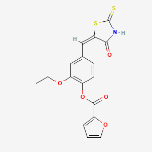 molecular formula C17H13NO5S2 B5980624 2-ethoxy-4-[(4-oxo-2-thioxo-1,3-thiazolidin-5-ylidene)methyl]phenyl 2-furoate 