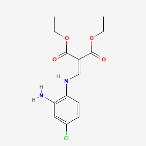 molecular formula C14H17ClN2O4 B598069 2-((2-氨基-4-氯苯基氨基)亚甲基)丙二酸二乙酯 CAS No. 1199773-10-8
