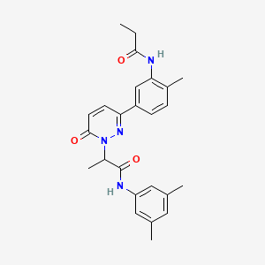 molecular formula C25H28N4O3 B5980708 N-(3,5-dimethylphenyl)-2-[3-[4-methyl-3-(propionylamino)phenyl]-6-oxo-1(6H)-pyridazinyl]propanamide 