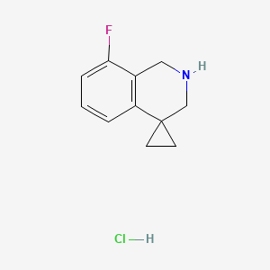 molecular formula C11H13ClFN B598073 8'-fluoro-2',3'-dihydro-1'H-spiro[cyclopropane-1,4'-isoquinoline] hydrochloride CAS No. 1203683-74-2